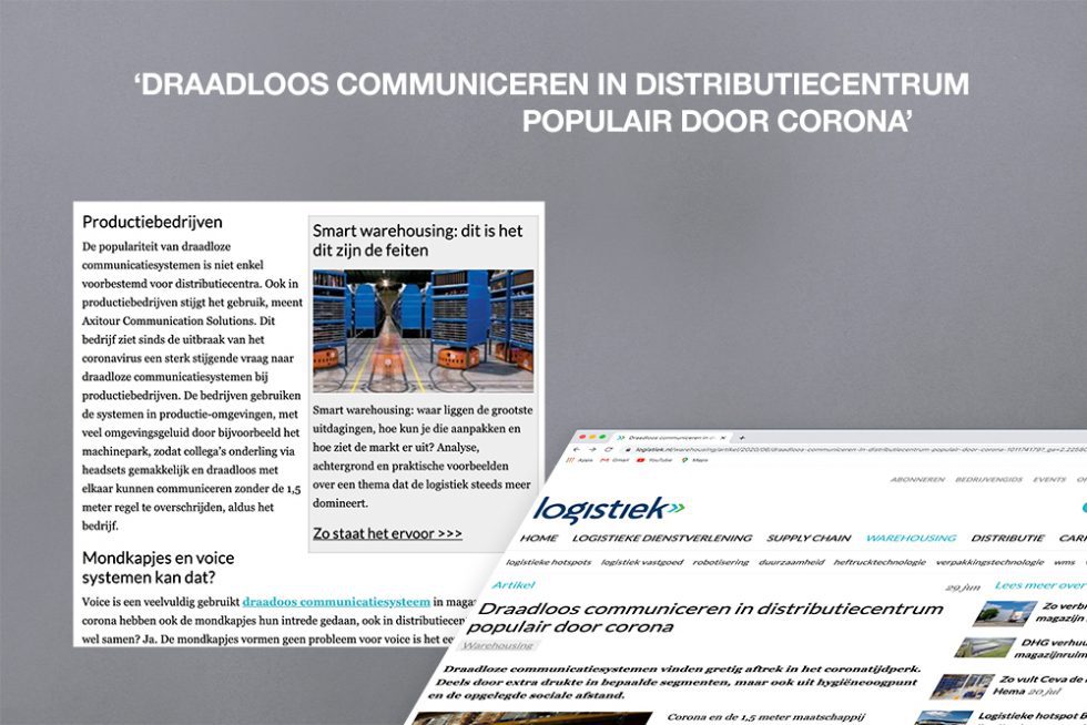 Axitour avec AXIWI mentionné dans l’article de Logistiek.nl: La communication sans fil dans le centre de distribution est populaire en raison de corona